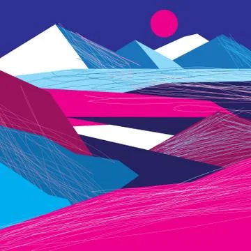 Vector beautiful mountains and landscape with the sun 스톡 일러스트