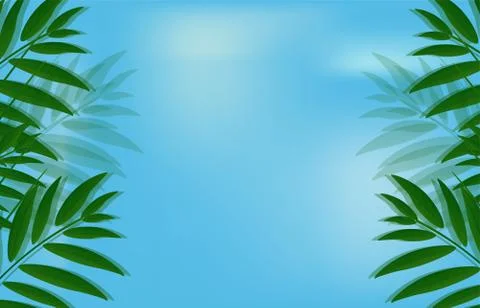 Vector beautiful nature background banner on blue sky Stock Illustration