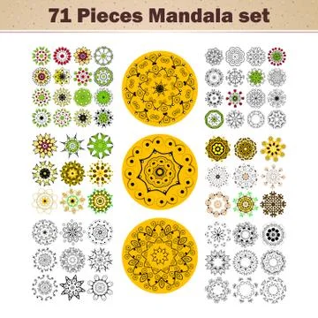 Vector beautiful ornamental rosettes set. For ethnic or tattoo design Stock Illustration