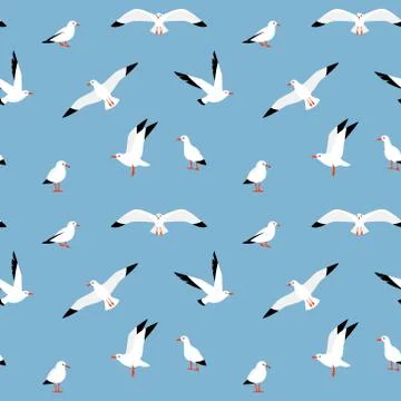 Vector beautiful pattern with seagulls. Stock Illustration