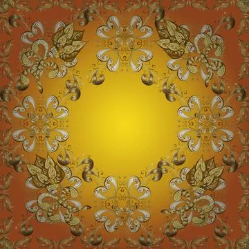 Vector. Beautiful pattern for Sketchs. Patterns on yellow, brown, orange colors. 스톡 일러스트