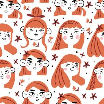 Vector beautiful red-haired young girl lies on a meadow of sunny and the same Stock Illustration