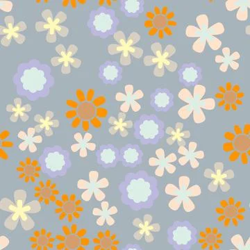 Vector Beautiful seamless romantic pattern with colorful flowers. Stock Illustration