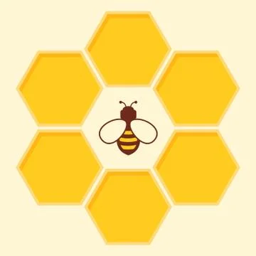 Vector bee and honeycomb icon Stock Illustration
