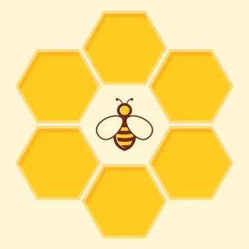 Vector bee and honeycomb icon Stock Illustration