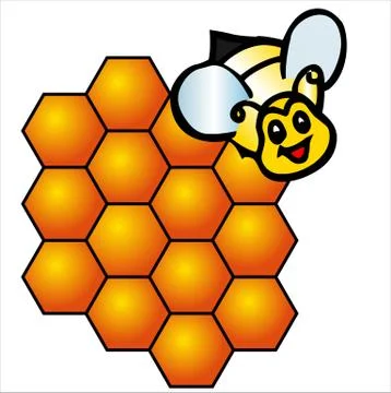 Vector bee and honeycombs Stock Illustration