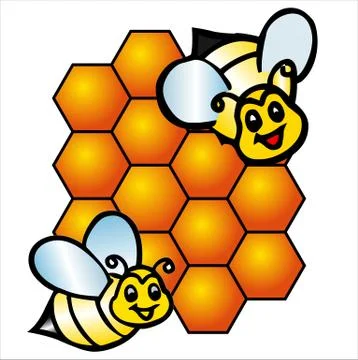 Vector bee and honeycombs Stock Illustration