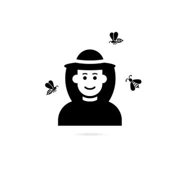 Vector beekeeper or apiarist in hat. Apiary beekeeper vector illustrations. Stock Illustration