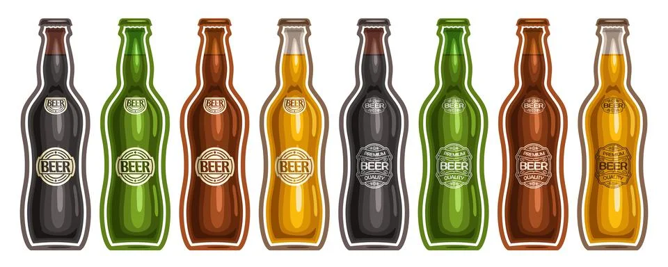 Vector Beer Bottles Set Stock Illustration