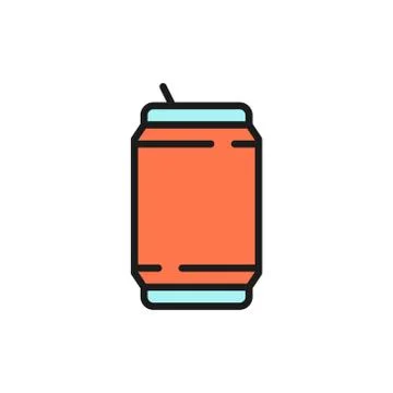 Vector beer can, tin, garbage flat color line icon. Stock Illustration