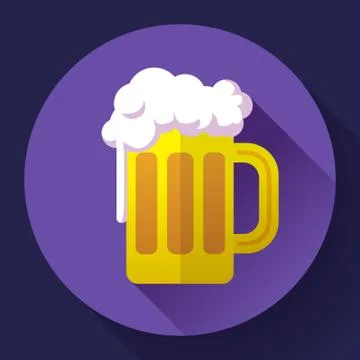 Vector beer glass cup icon. Oktoberfest logo. Flat designed style 스톡 일러스트