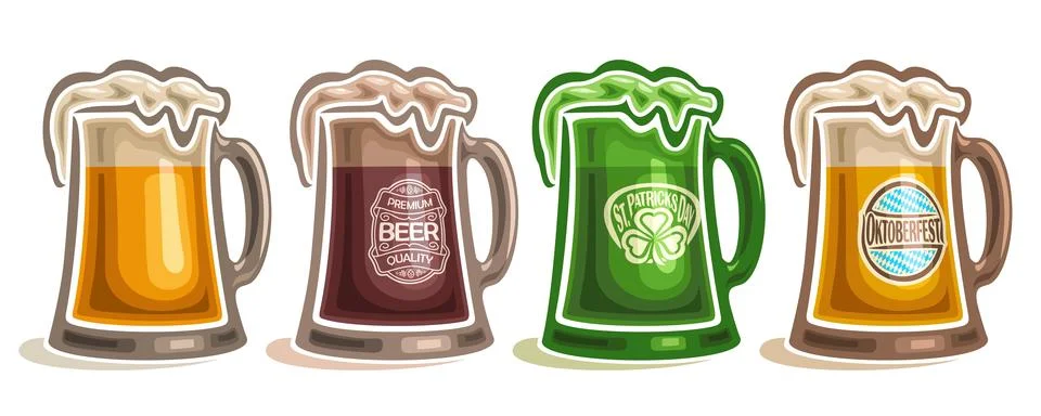 Vector Beer Mugs Set Stock Illustration