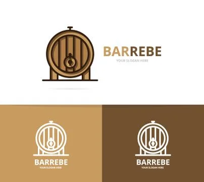 Vector of beer or wine barrel logo design template. Put and bar symbol or icon Stock Illustration