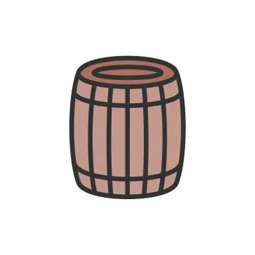 Vector beer or wine barrel flat color line icon. 스톡 일러스트