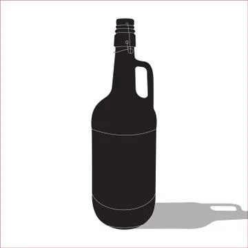 Vector beer or wine black silhouette isolated Stock Illustration