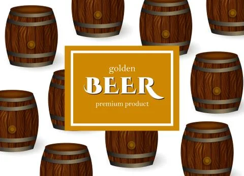 Vector beer poster with oak barrels template Stock Illustration