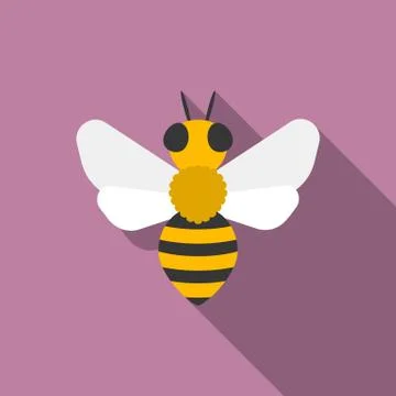 Vector bees icon, flat design with long shadow Illustrazione stock