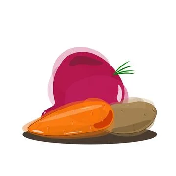 Vector beets and carrots and potatoes in watercolor style on a white backgr.. Stock Illustration