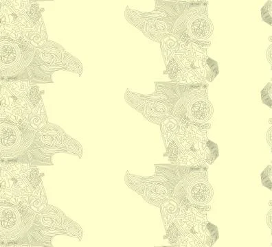 Vector beige background with drawn eagles. Seamless texture Stock Illustration