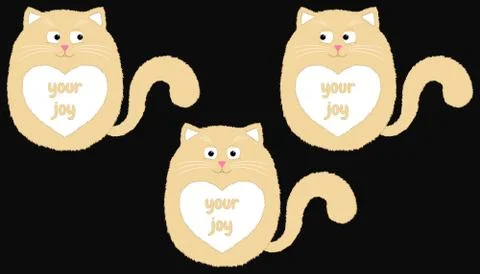 Vector Beige Cat in Cartoon Style. 3 Stock Illustration