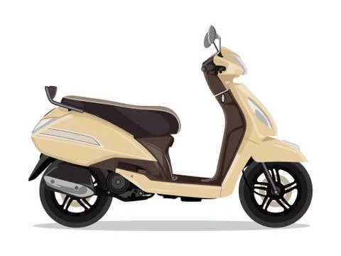 Vector beige modern scooter, flat style side view. 스톡 일러스트