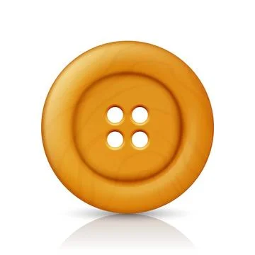 Vector Beige or Brown Color Wooden Four Hole Clothes Button Closeup, Isolated on Stock Illustration