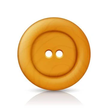 Vector Beige or Brown Color Wooden Four Hole Clothes Button Closeup, Isolated on Illustrazione stock