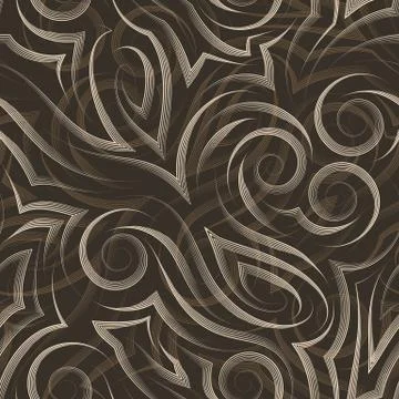 Vector beige seamless pattern drawn with a pen or liner for decoration on a Stock Illustration