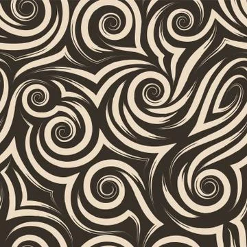 Vector beige seamless pattern of spirals and curls for decoration and printing Stock-Illustration