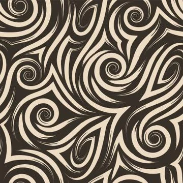 Vector beige seamless pattern of spirals and curls for decoration and printing Stock Illustration