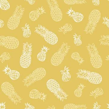 Vector beige tropical pineapple seamless pattern background. Perfect for fabric Stock Illustration