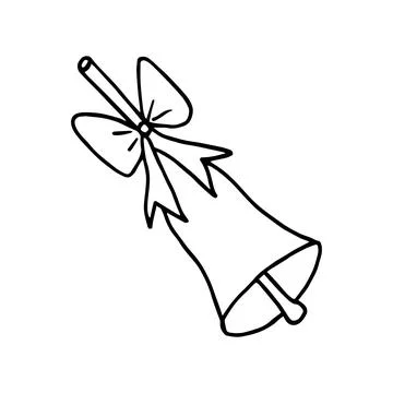 Vector bell with bow, symbol of Christmas, school bell. Stock Illustration