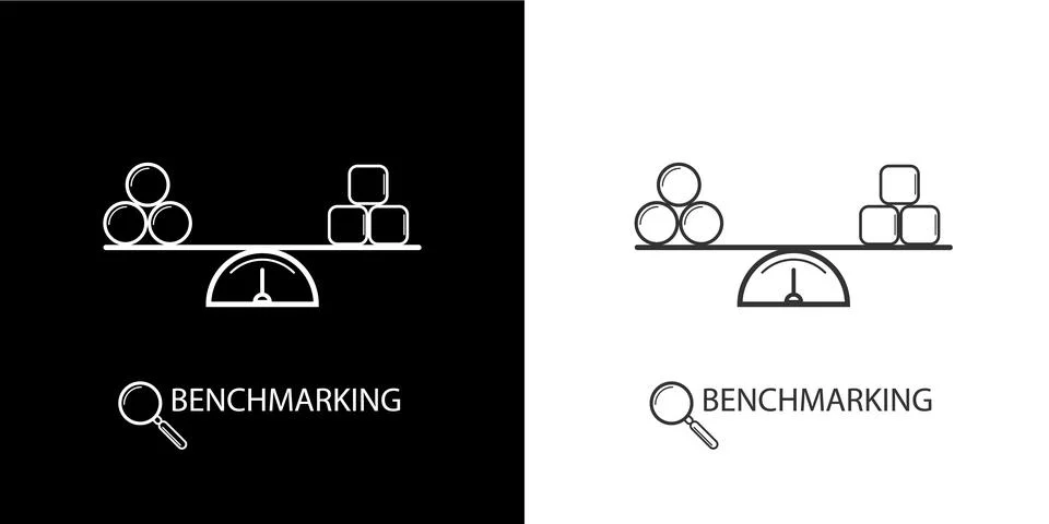 Vector benchmarking icon set isolated. business and marketing icons collection Stock Illustration