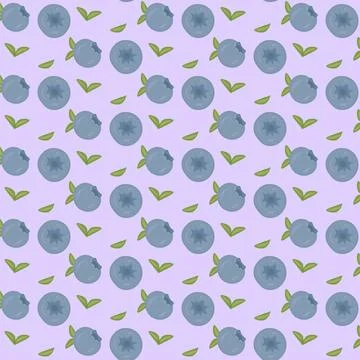 Vector berry seamless pattern. Blueberries with leaves. Stock Illustration