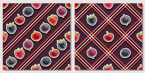 Vector Berry Seamless Patterns Stock Illustration