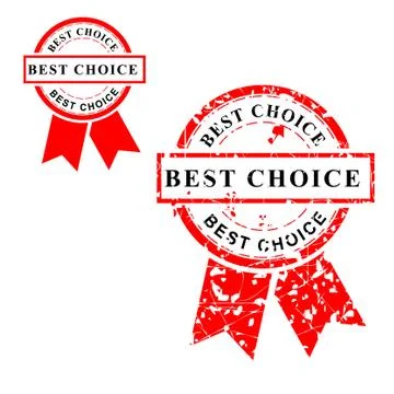 Vector Best Choice, 2 style Scratch Circle Red Rubber Stamp, Isolated on Whit Stock Illustration