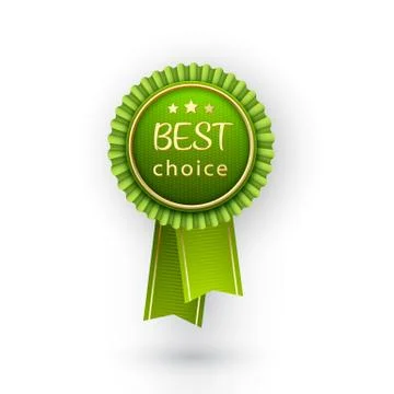 Vector best choice green label with ribbons Stock Illustration
