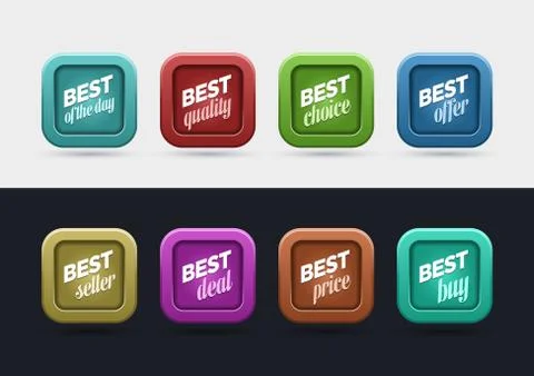 Vector "BEST" themed label design templates. Illustrazione stock