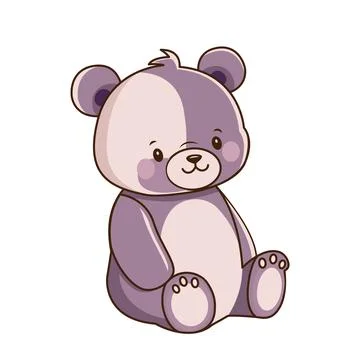 Vector bicolor soft toy bear icon. Vector Front view, big purple fur teddy bear Stock-Illustration