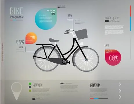Vector bicycle and info graphic elements Stock Illustration
