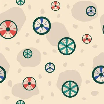 Vector Bicycle weekend illustration, seamless pattern, with balloons, flowers Stock Illustration