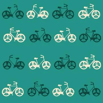 Vector Bicycle weekend illustration, seamless pattern, with balloons, flowers Stock Illustration