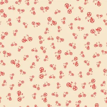 Vector Bicycle weekend illustration, seamless pattern, red pastel design Stock Illustration