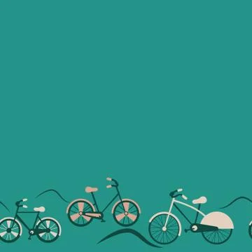Vector Bicycle weekend illustration, seamless pattern, green pastel print Stock Illustration