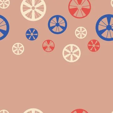 Vector Bicycle weekend illustration, seamless pattern, with wheels, red blue Stock Illustration