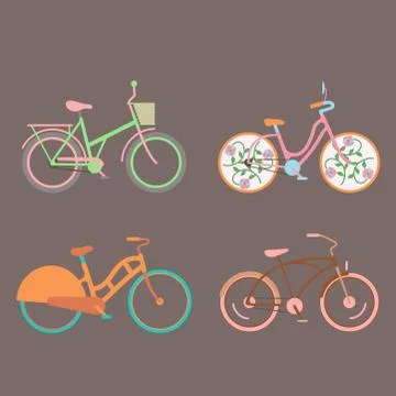 Vector bicycles vintage style old bike transport retro ride vehicle summer cycle Illustrazione stock