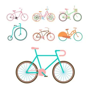 Vector bicycles vintage style old bike transport retro ride vehicle summer cycle Stock Illustration