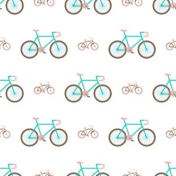 Vector bicycles vintage style old bike seamless pattern background transport Stock Illustration