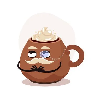 Vector big brown cup with christmas drink. Chocolate with whipped cream. Cartoon Stock-Illustration