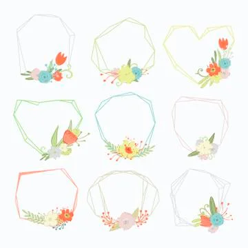 Vector big flower and frames Stock Illustration